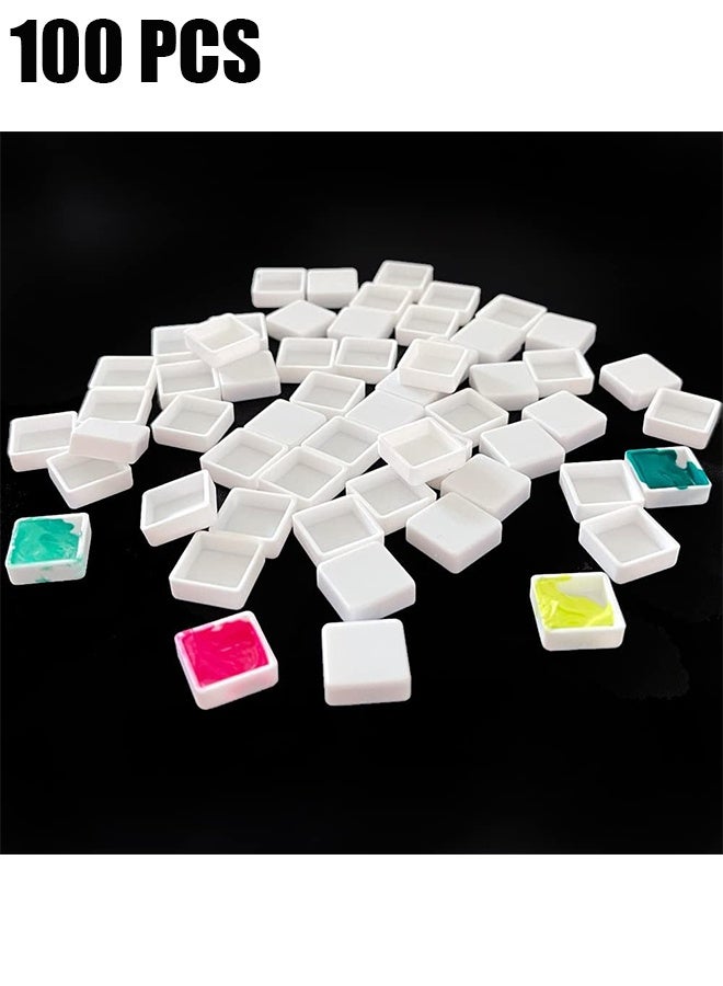 Ba Love 100 Pcs Empty Watercolor Pans – 0.3ML Mini Square Pans for Travel Palettes, Sample Paint Storage & DIY Watercolor Kits - Image 1